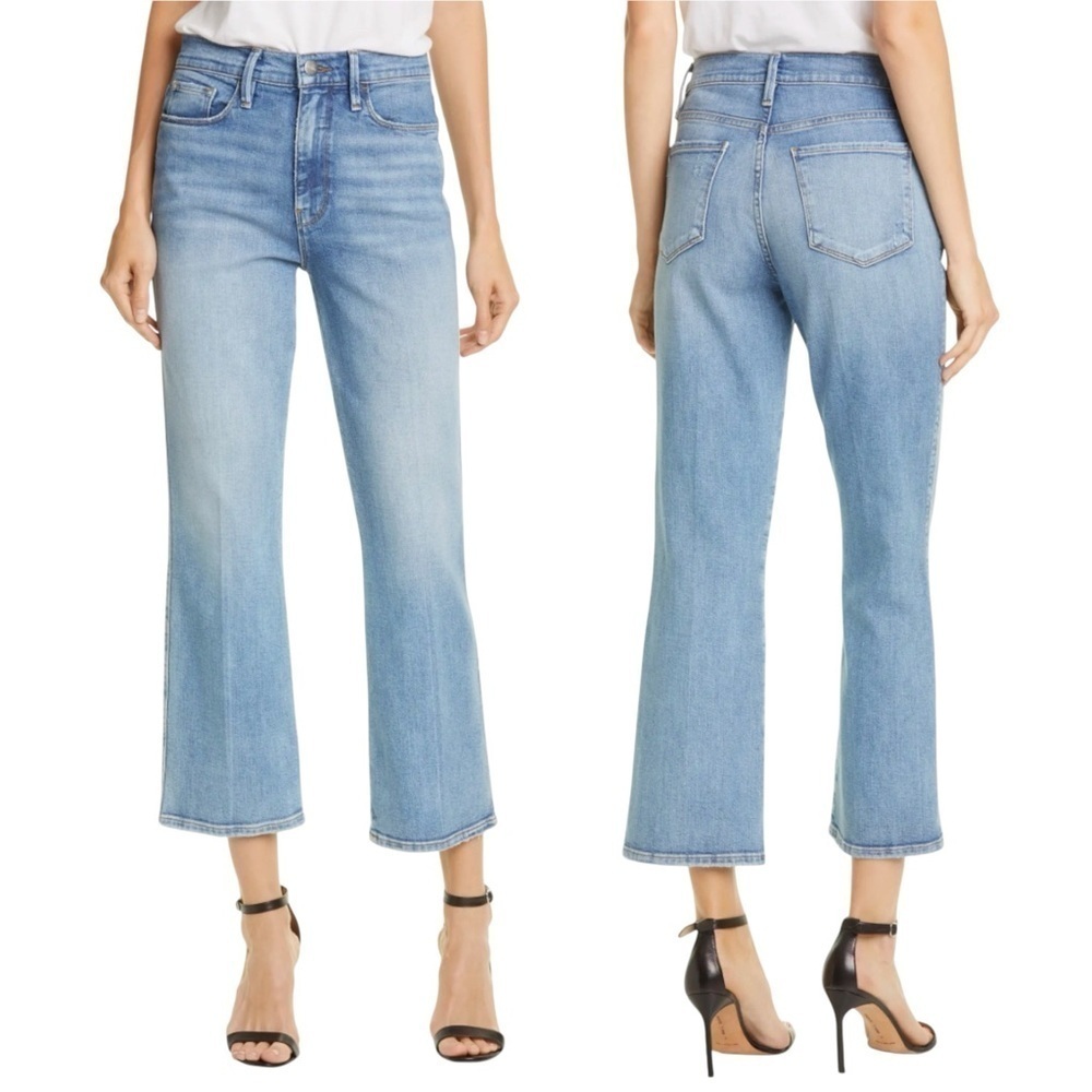 FRAME Le Sylvie High Waist Kick Boot Crop‎ Jeans In Bobbi LSKB829